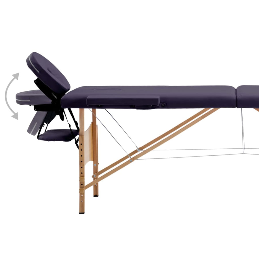 Massagetafel Inklapbaar 2 Zones Hout Paars
