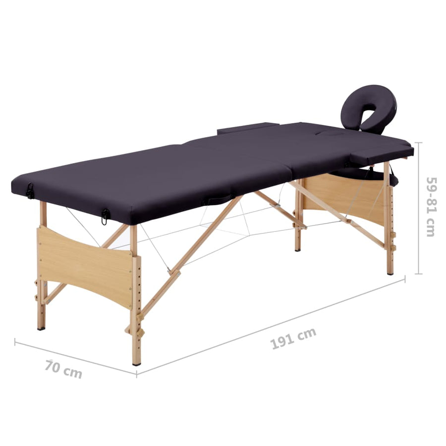 Massagetafel Inklapbaar 2 Zones Hout Paars