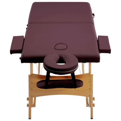 Massagetafel Inklapbaar 2 Zones Hout Wijnpaars