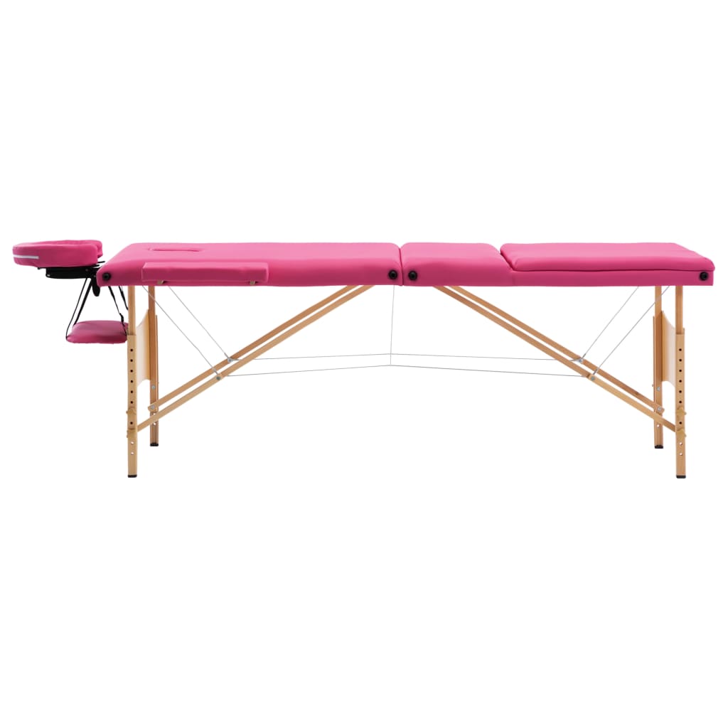 Massagetafel Inklapbaar 3 Zones Hout Roze