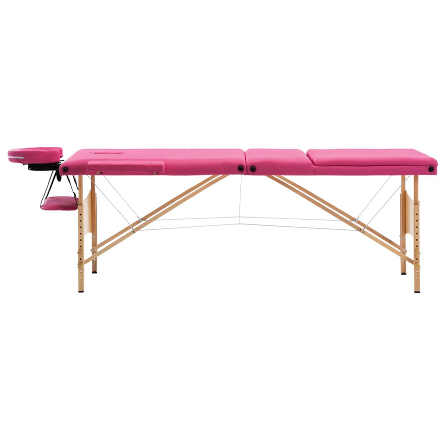 Massagetafel Inklapbaar 3 Zones Hout Roze