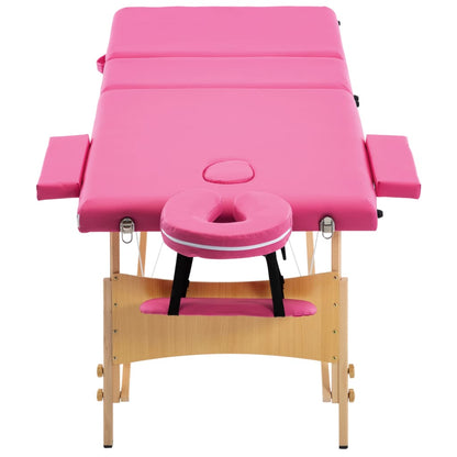 Massagetafel Inklapbaar 3 Zones Hout Roze