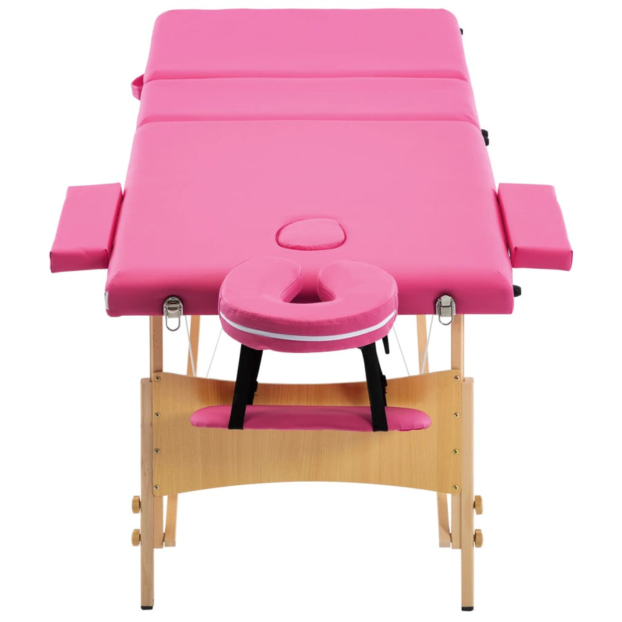Massagetafel Inklapbaar 3 Zones Hout Roze