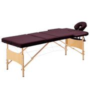 Massagetafel inklapbaar hout wijnpaars