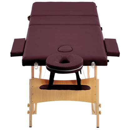 Massagetafel Inklapbaar 3 Zones Hout Wijnpaars
