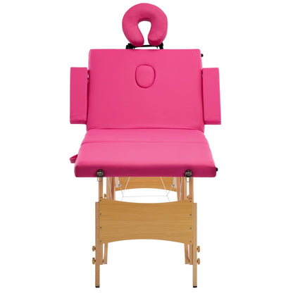 Massagetafel Inklapbaar 4 Zones Hout Roze