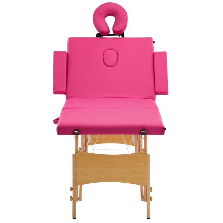 Massagetafel Inklapbaar 4 Zones Hout Roze