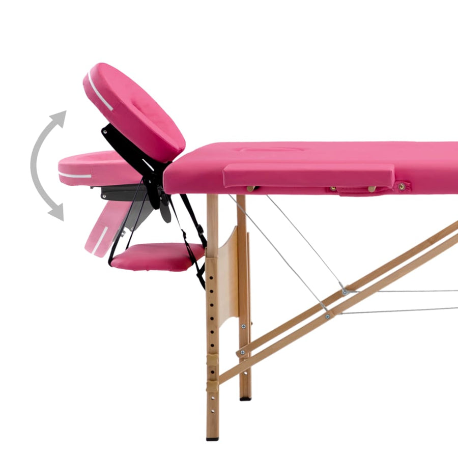 Massagetafel Inklapbaar 4 Zones Hout Roze