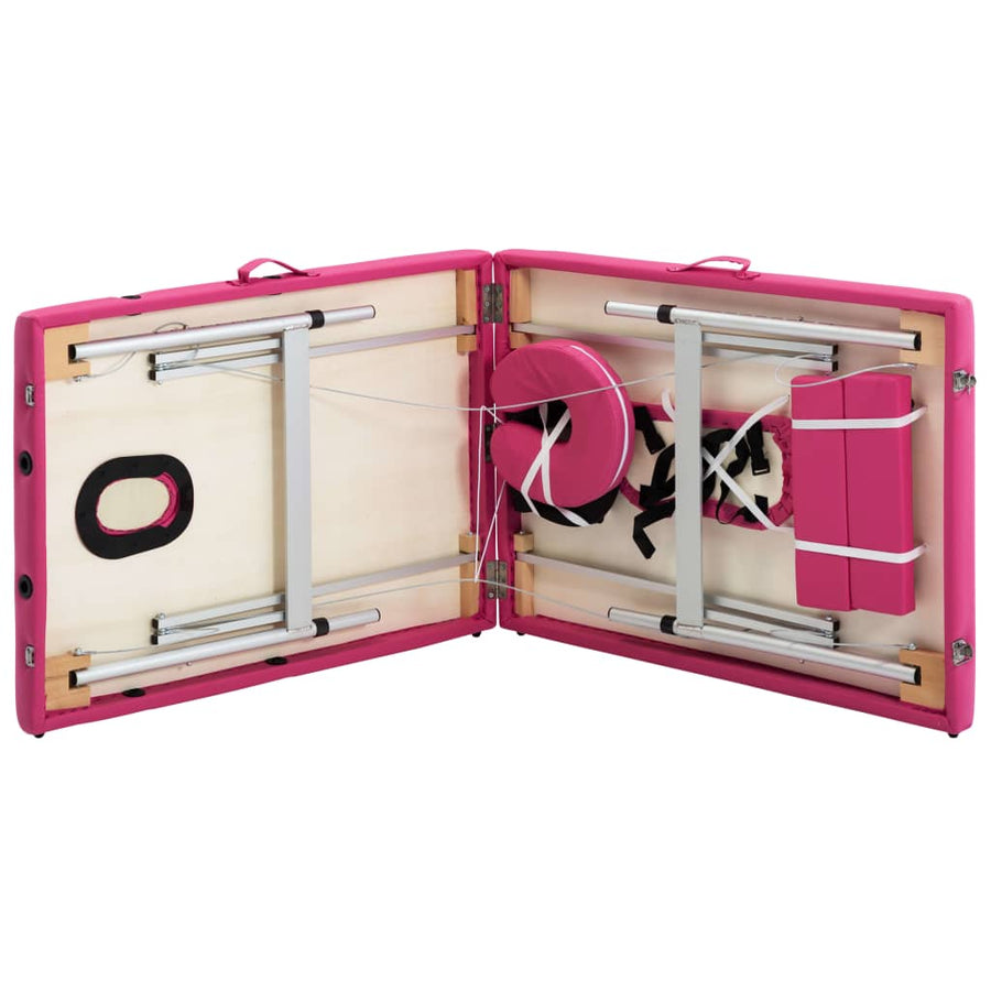 Massagetafel Inklapbaar 2 Zones Aluminum Roze