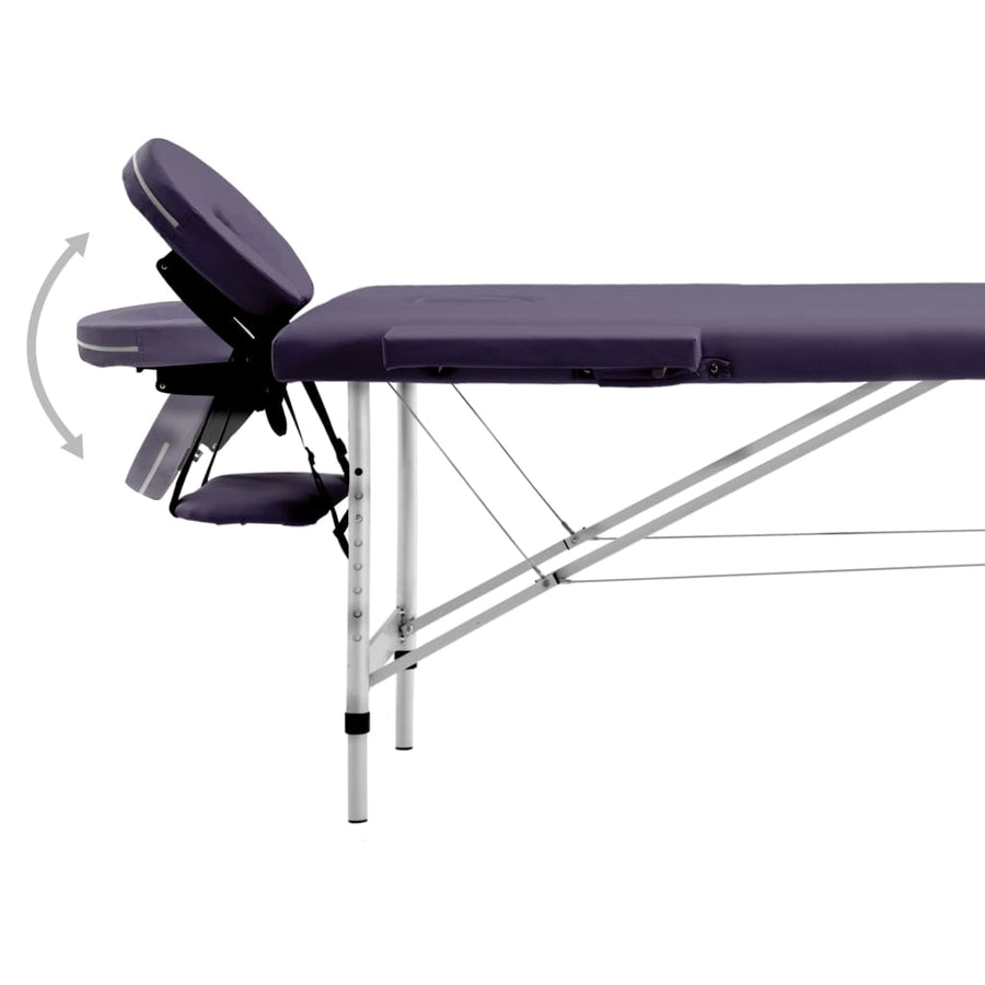 Massagetafel Inklapbaar 2 Zones Aluminum Paars