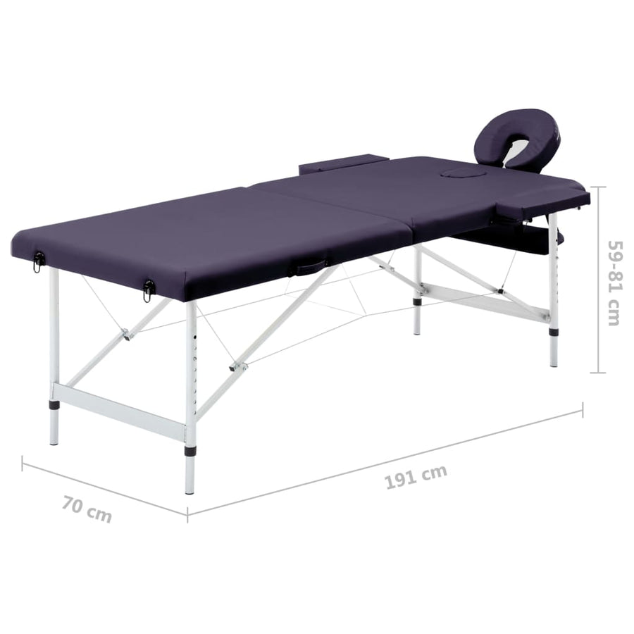 Massagetafel Inklapbaar 2 Zones Aluminum Paars