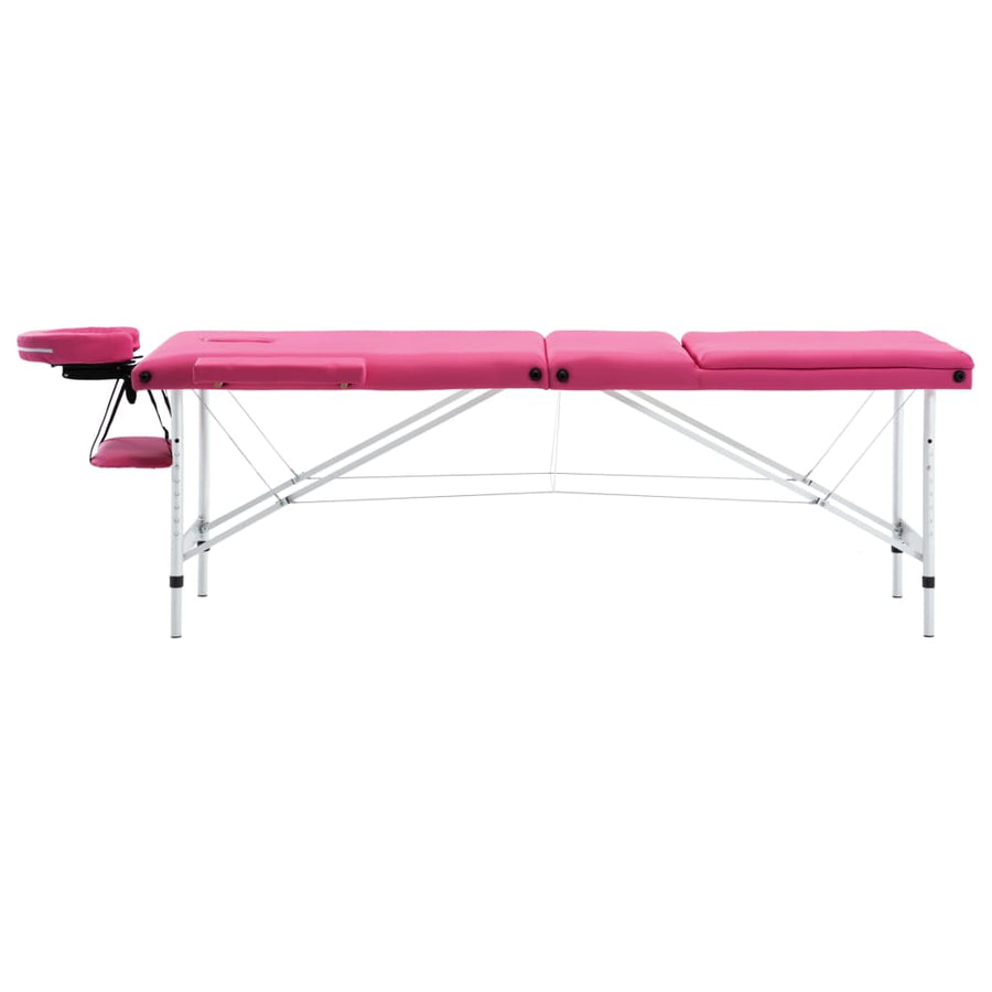 Massagetafel Inklapbaar 3 Zones Aluminum Roze