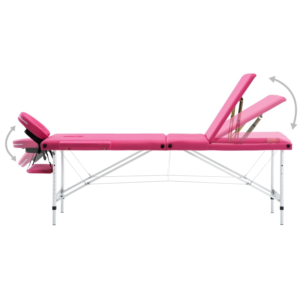 Massagetafel Inklapbaar 3 Zones Aluminum Roze