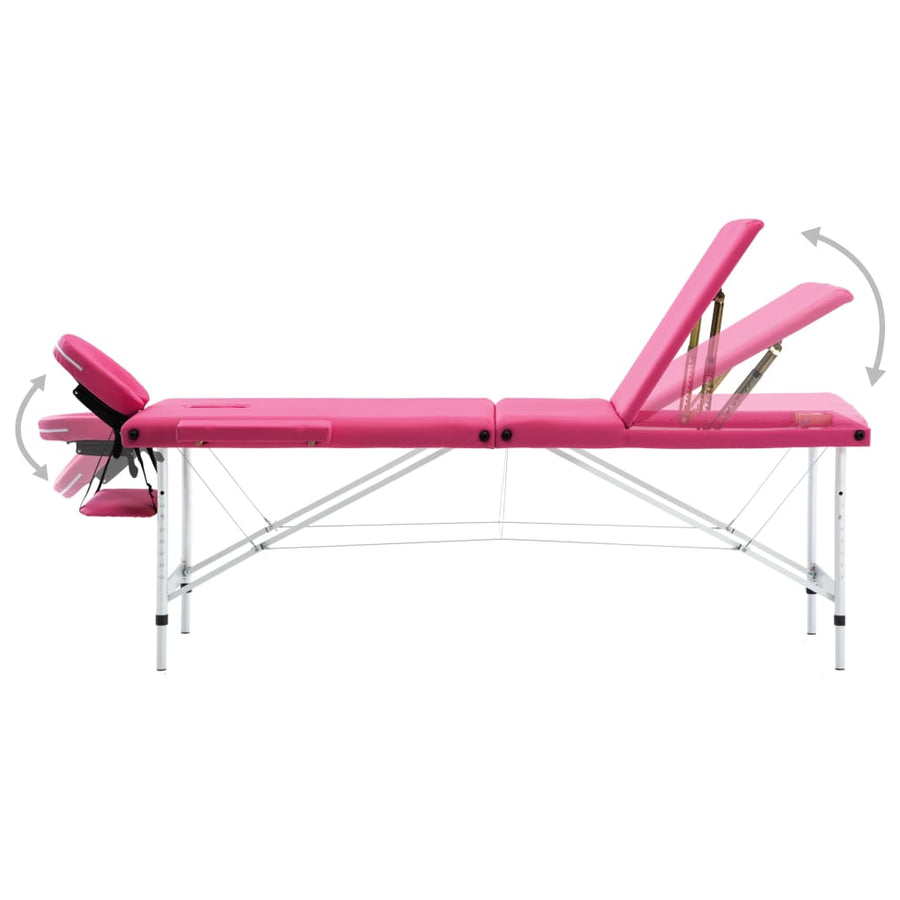 Massagetafel Inklapbaar 3 Zones Aluminum Roze