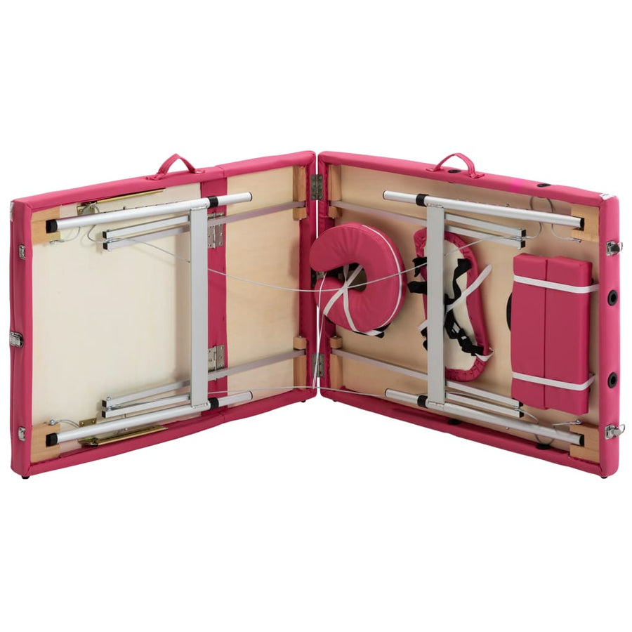 Massagetafel Inklapbaar 3 Zones Aluminum Roze