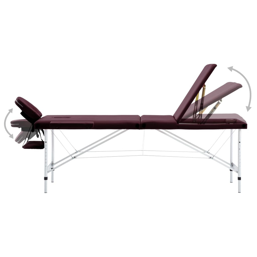 Massagetafel Inklapbaar 3 Zones Aluminum Wijnpaars
