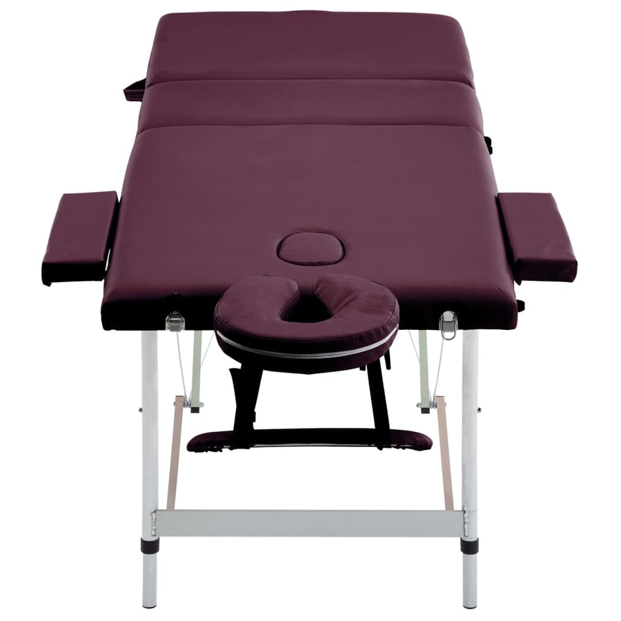 Massagetafel Inklapbaar 3 Zones Aluminum Wijnpaars