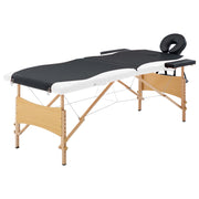 Massagetafel inklapbaar hout zwart wit 191x70 cm