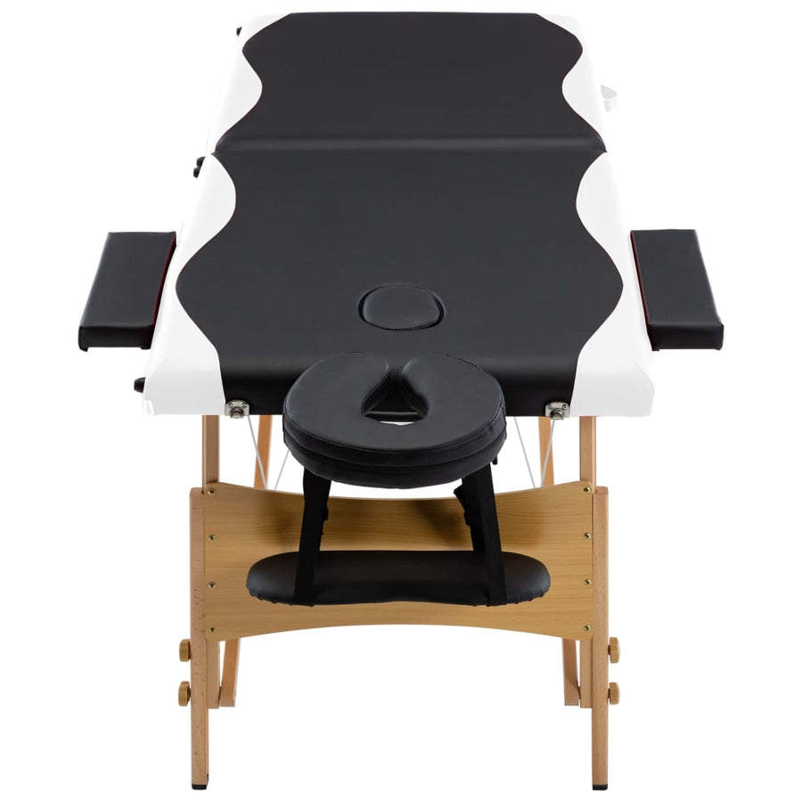 Massagetafel Inklapbaar 2 Zones Hout Zwart en wit