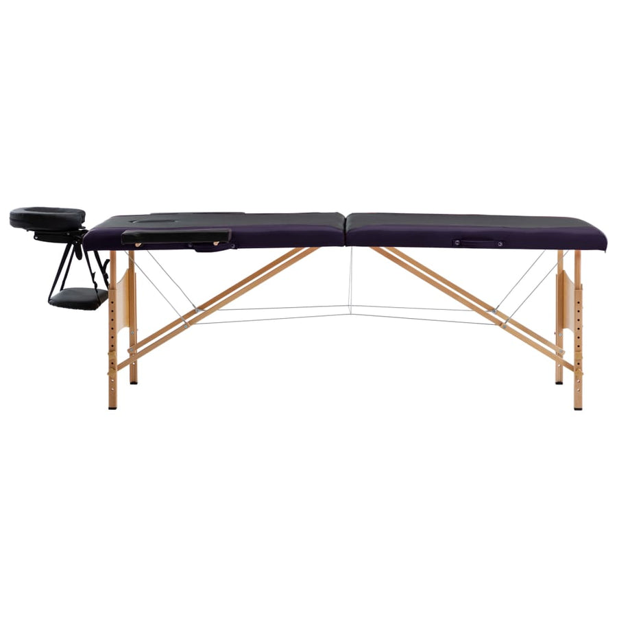 Massagetafel Inklapbaar 2 Zones Hout Zwart