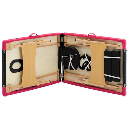 Massagetafel Inklapbaar 2 Zones Hout Zwart en roze