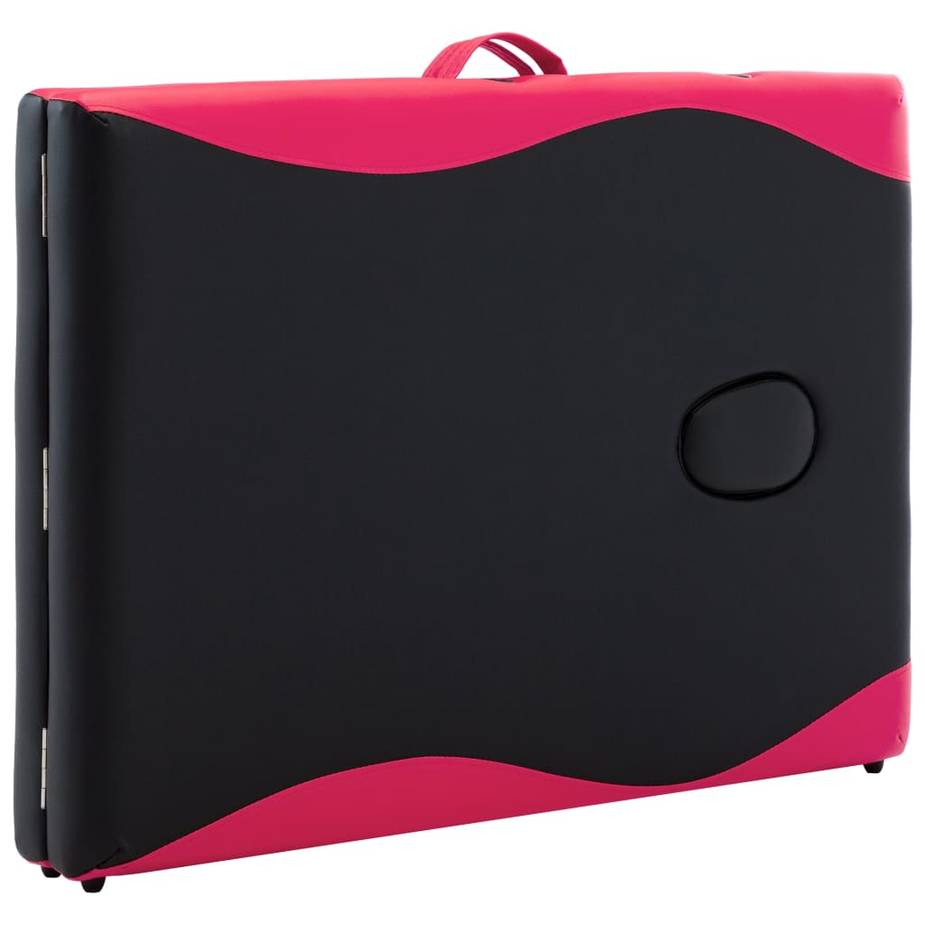 Massagetafel Inklapbaar 2 Zones Hout Zwart en roze