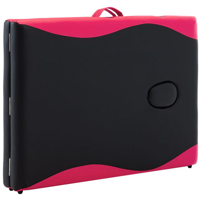 Massagetafel Inklapbaar 2 Zones Hout Zwart en roze