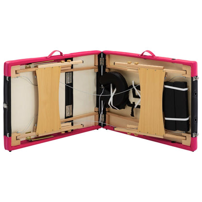 Massagetafel Inklapbaar 3 Zones Hout Zwart en roze