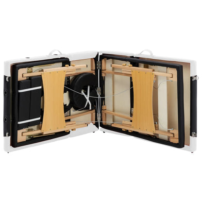 Massagetafel inklapbaar 4 zones hout zwart en wit