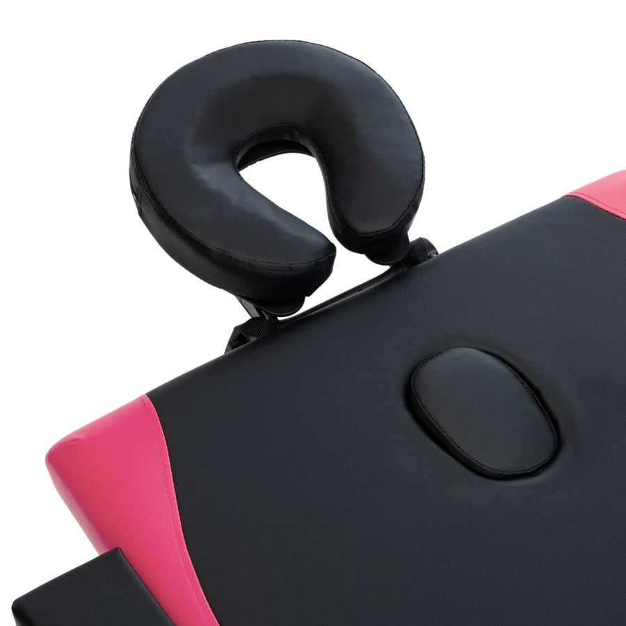 Massagetafel Inklapbaar 4 Zones Hout Zwart en roze