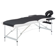 Massagetafel inklapbaar aluminium zwart wit
