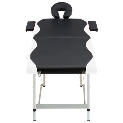 Massagetafel Inklapbaar 2 Zones Aluminium Zwart en wit