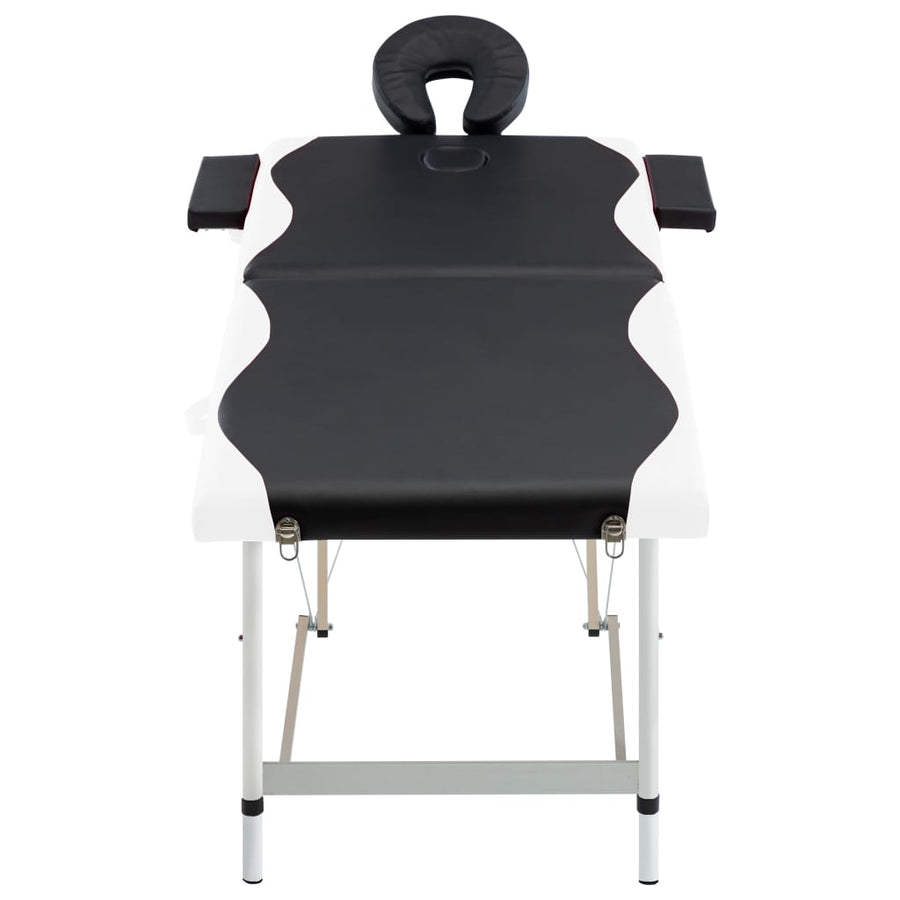 Massagetafel Inklapbaar 2 Zones Aluminium Zwart en wit