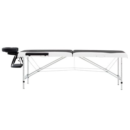 Massagetafel Inklapbaar 2 Zones Aluminium Zwart en wit