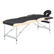 Massagetafel inklapbaar aluminium zwart beige