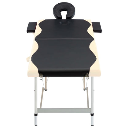 Massagetafel Inklapbaar 2 Zones Aluminium Zwart en beige