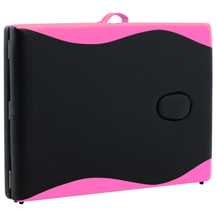 Massagetafel Inklapbaar 2 Zones Aluminium Zwart en roze