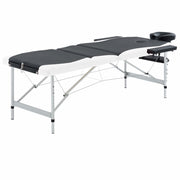 Massagetafel inklapbaar aluminium 191x70 cm zwart wit