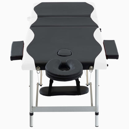 Massagetafel Inklapbaar 3 Zones Aluminium Zwart en wit