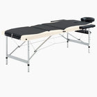 Massagetafel Inklapbaar 3 Zones Aluminium Zwart en beige