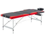 Massagetafel aluminium inklapbaar zwart rood
