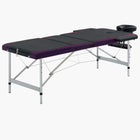 Massagetafel Inklapbaar 3 Zones Aluminium Zwart en paars