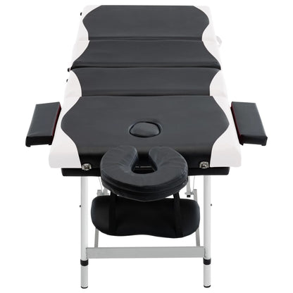 Massagetafel Inklapbaar 4 Zones Aluminium Zwart en wit