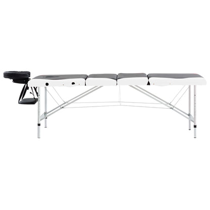 Massagetafel Inklapbaar 4 Zones Aluminium Zwart en wit