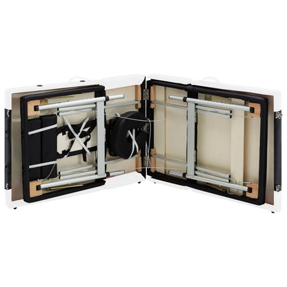 Massagetafel Inklapbaar 4 Zones Aluminium Zwart en wit