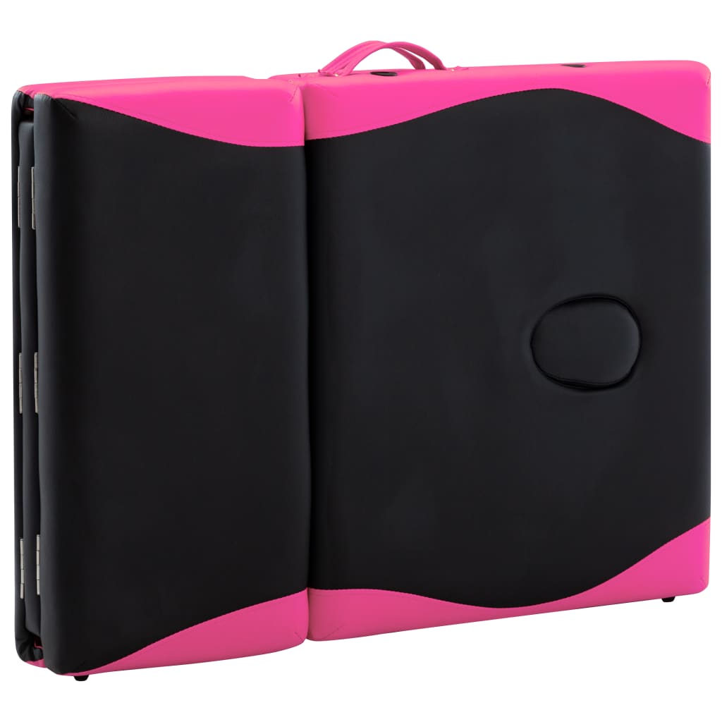 Massagetafel Inklapbaar 4 Zones Aluminium Zwart en roze