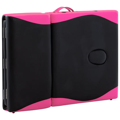 Massagetafel Inklapbaar 4 Zones Aluminium Zwart en roze