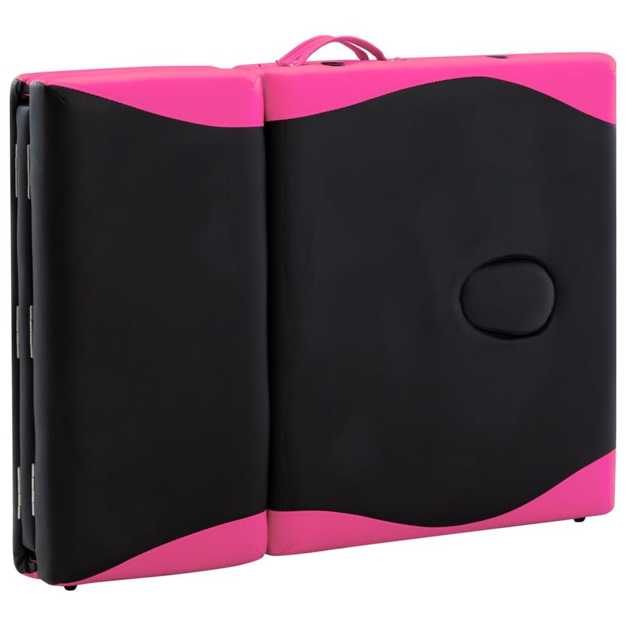 Massagetafel Inklapbaar 4 Zones Aluminium Zwart en roze