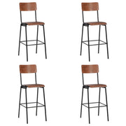 Barstoelen 4 st massief multiplex staal