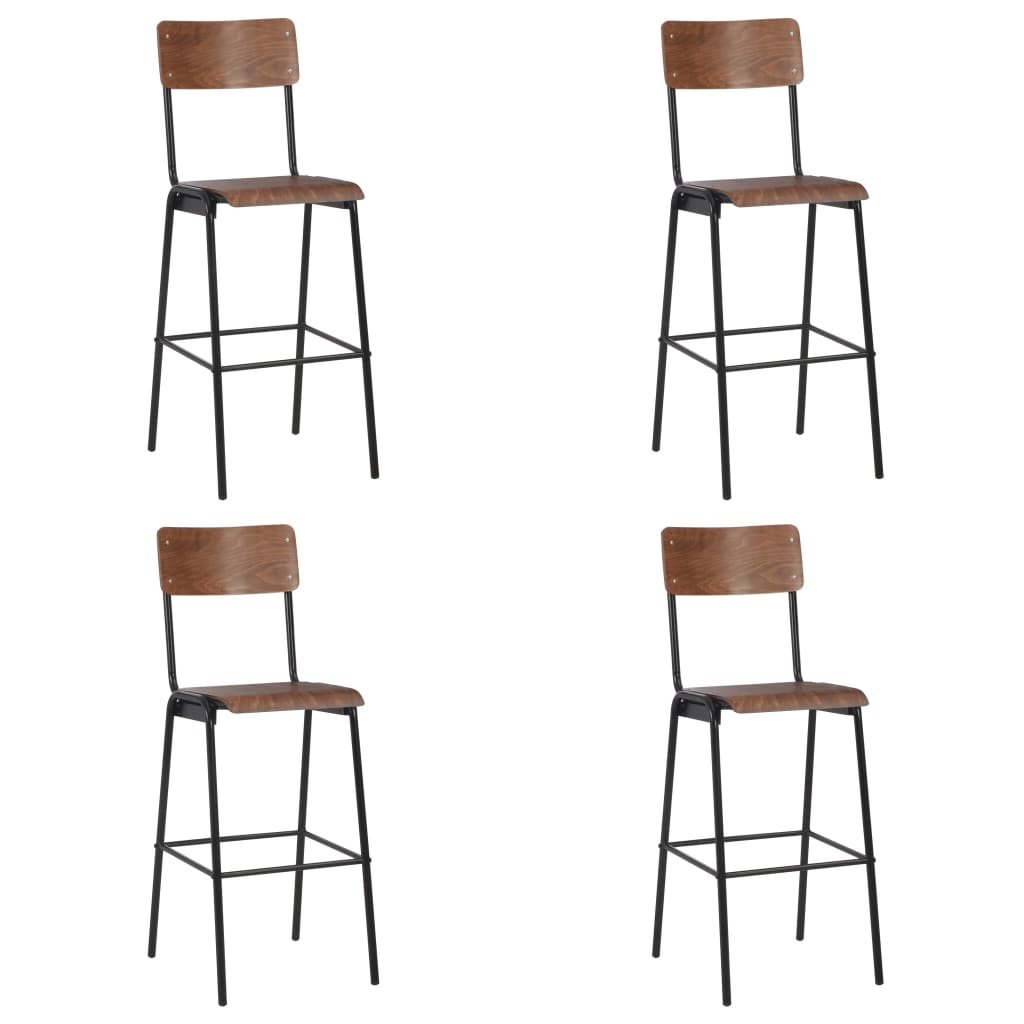Barstoelen Massief Multiplex Staal 4 Bruin
